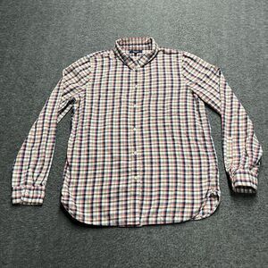 Madewell Flannel Long Sleeve Collared Shirt Women's Large Pink/Blue Check Plaid